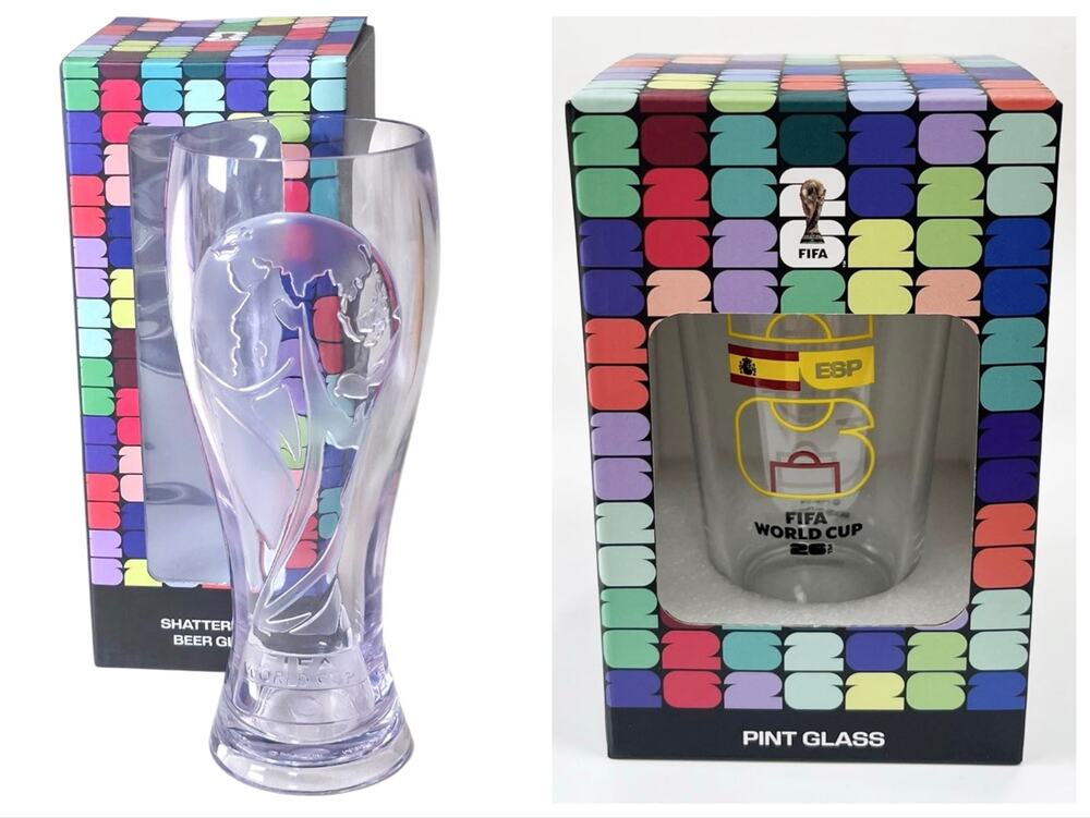FIFA World Cup 2026 Commemorative Trophy Beer Glasses Spain drinking pint NIB